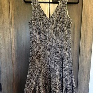 The Limited Black and White Patterned Midi Dress